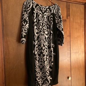 Size 16 Lined Wool Feel Dress damask pattern NWT